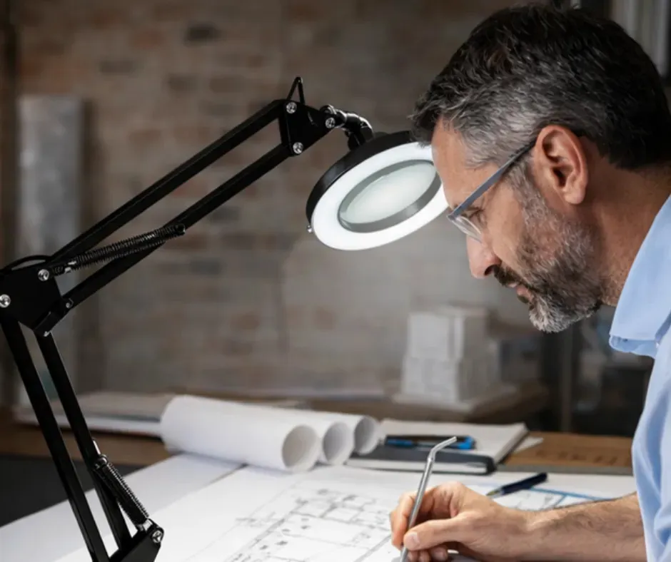 Lamparas de escritorio Flexible Time * Aro de luz con Lupa *  c/ Pinza de agarre (3 tipos de luz)