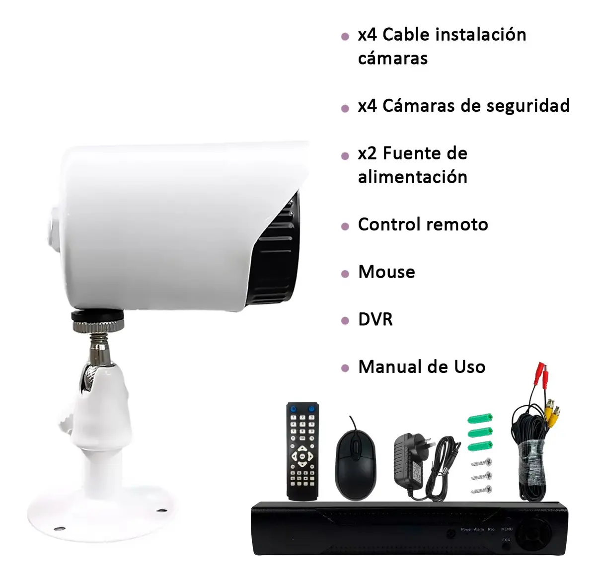 KIT Camaras de Seguridad * DVR + 4 CAMARAS + CABLES + FUENTES * (INTERIOR - EXTERIOR) VISION NOCTURNA Cctv HDMI