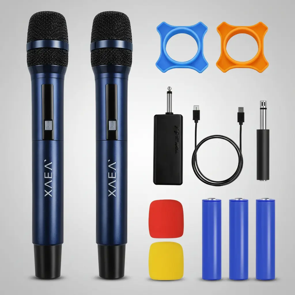 Micrófono INALAMBRICO - XAEA DUAL - Karaoke // KIT x 2 MICROFONOS (35 metros de alcance)