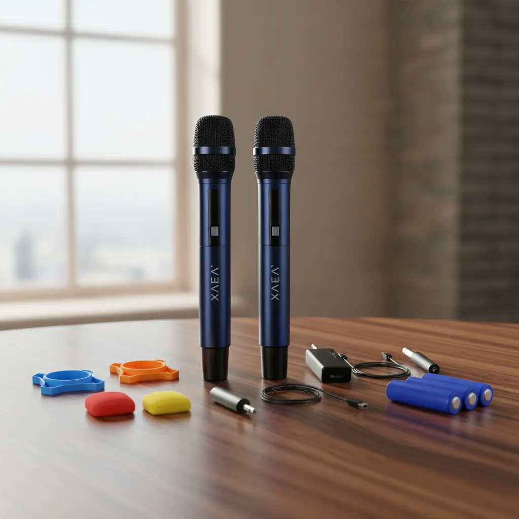 Micrófono INALAMBRICO - XAEA DUAL - Karaoke // KIT x 2 MICROFONOS (35 metros de alcance)