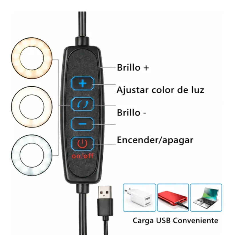Lamparas de escritorio Flexible Time * Aro de luz con Lupa *  c/ Pinza de agarre (3 tipos de luz)
