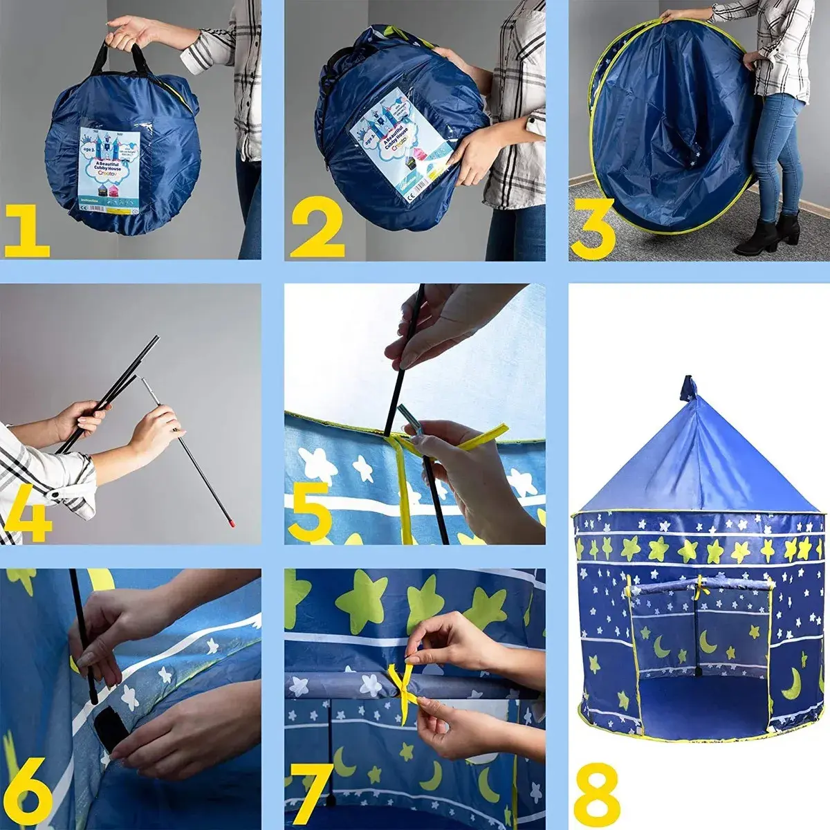 Carpa Infantil - Castillo Azul - Plegable 1.35 x 1.05 (Grande)