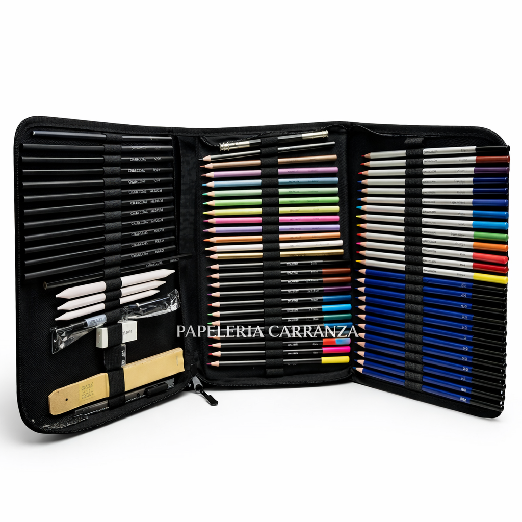Set de Dibujo Arte Profesional * SKETCH 71 PIEZAS * c/ Estuche y cierre