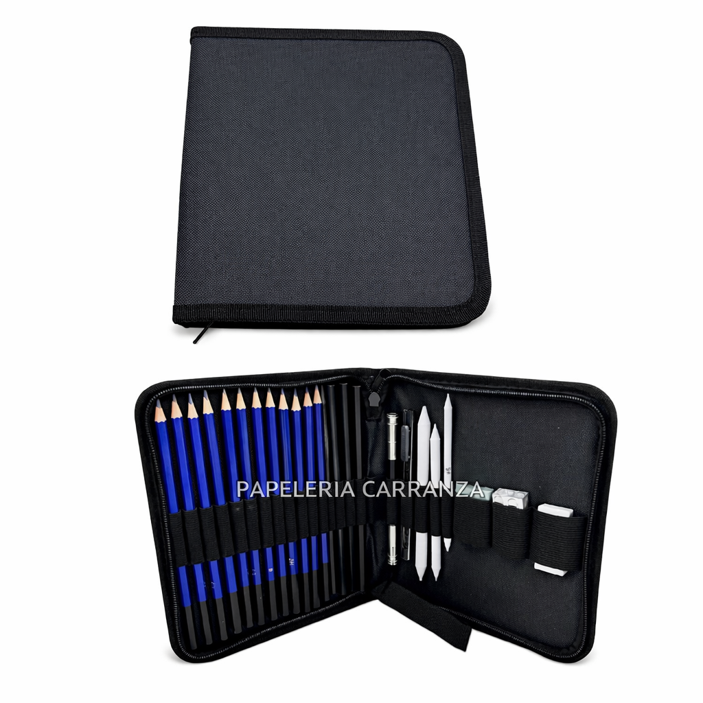 Set de Dibujo Arte Profesional * SKETCH 24 PIEZAS * c/ Estuche y cierre