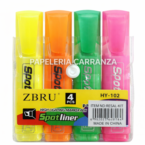 Resaltadores ZBRU - Flúo x 4 - en Blister (Neón)