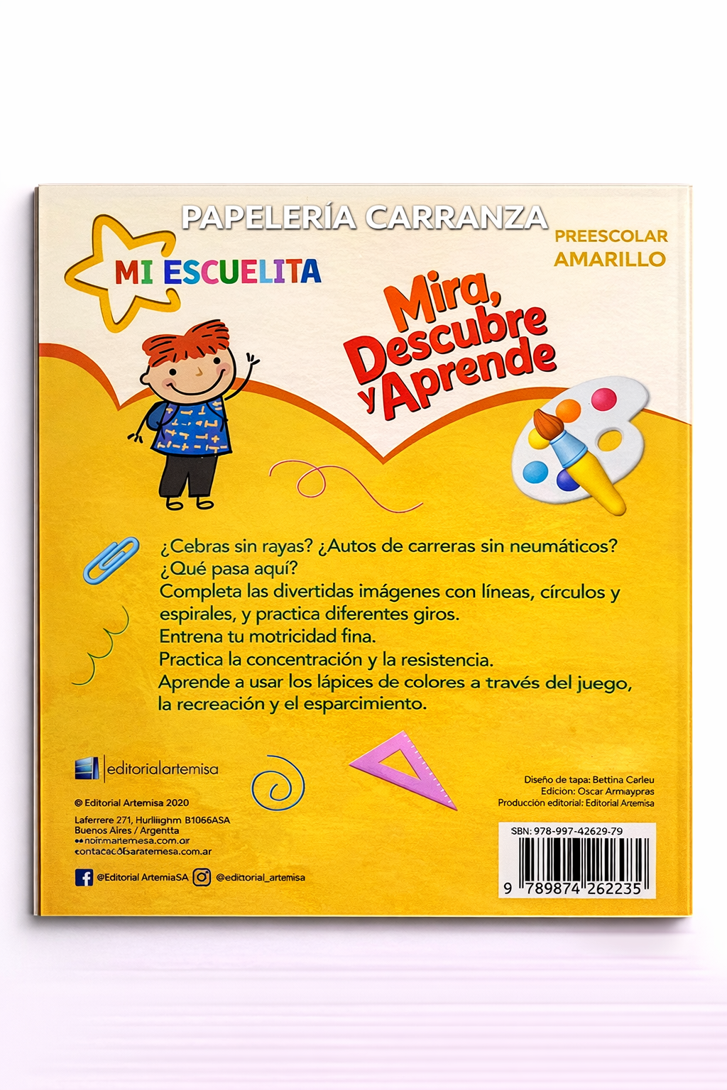 Librito Artemisa Preescolar " MIRA, DESCUBRE Y APRENDE -AMARILLO- " Educativo 28x22