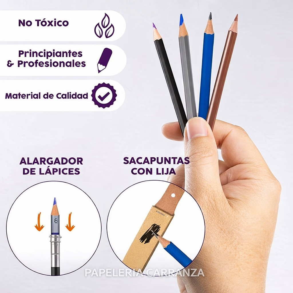 Set de Dibujo Arte Profesional * SKETCH 71 PIEZAS * c/ Estuche y cierre