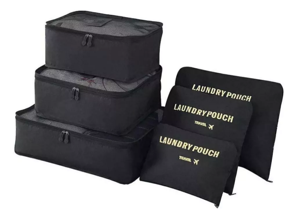 Sets Organizadores de Valijas x 6 unidades NEGRO (Ideal para viajeros)