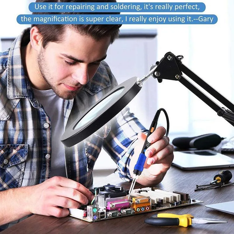 Lamparas de escritorio Flexible Time * Aro de luz con Lupa *  c/ Pinza de agarre (3 tipos de luz)