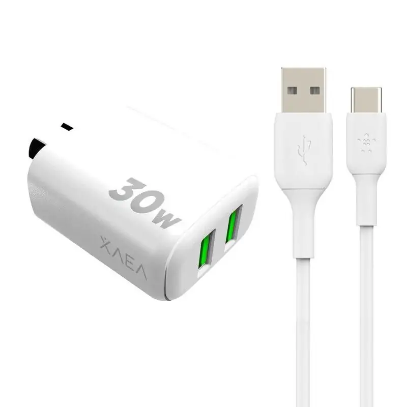 Cargador para Celular INTENSIFY (Salida USB DOBLE) + Cable Tipo " C " 30W Premium Usb (Carga Rapida) - Calidad de un Original