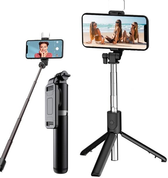 TRIPODE EXTENSIBLE SELFIE STICK - STARK - C/ FLASH (Tripode y Palo de Selfie con Boton Bluetooth)