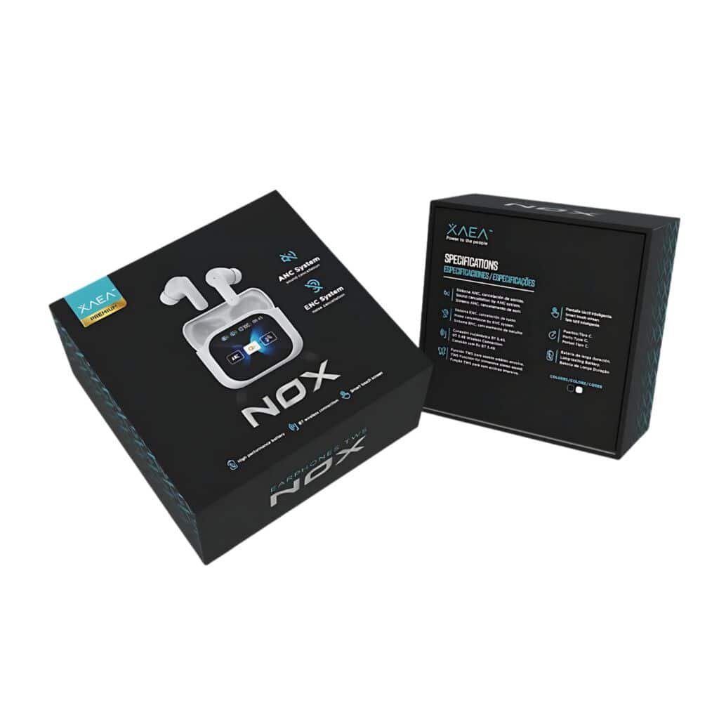 Auriculares * XAEA NOX BLANCO CON PANTALLA* ANC Y ENC PREMIUM Inalámbricos Bluetooth (Con Cancelación de ruido Optimizada)