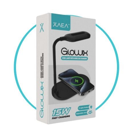 Lamparas de escritorio * XAEA GLOWIX NEGRO * Con Carga Inalámbrica 15w (3 Tonos de Luz)
