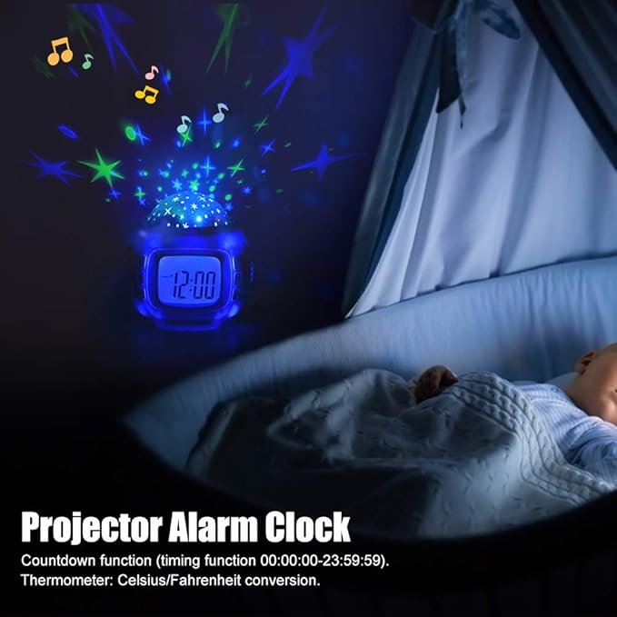 Reloj despertador Proyector de estrellas Ruido Blanco Musica sonidos