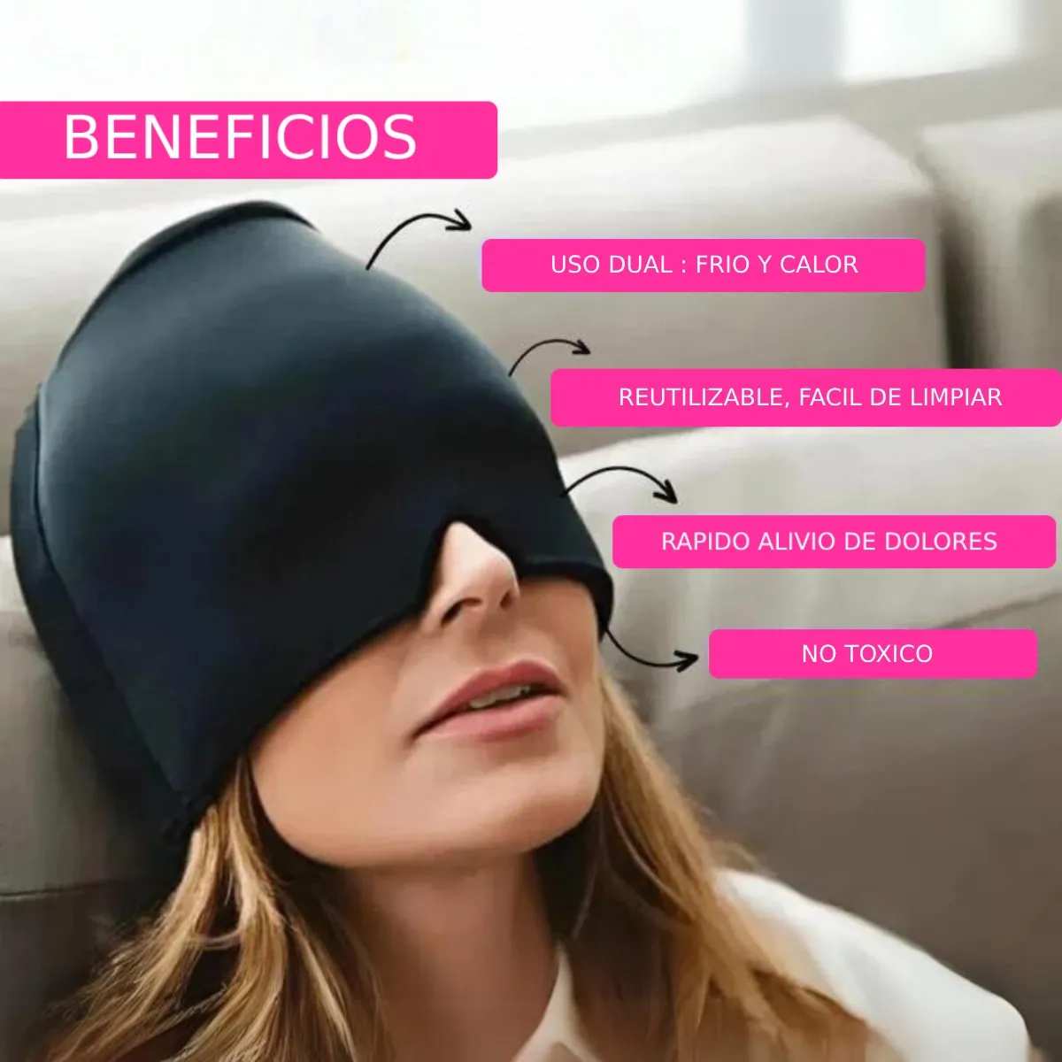 Antifaz con gel Anti Migraña Dolor de Cabeza - Descanso