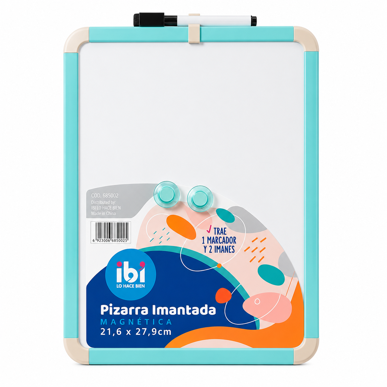 Kit Pizarra Blanca * Ibi Craft De Mano * Magnética 21.6 x 28 + Marcad0r + B0rrador + 2 Imanes (Con Imán para adherir a la heladera)