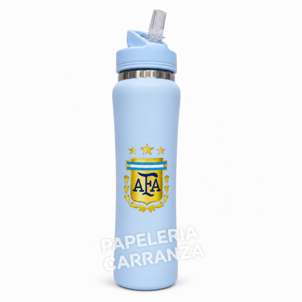 Botella Térmica Acero Inoxidable "AFA SPORT" Selección Argentina 500 ml doble capa Siliconados Termo