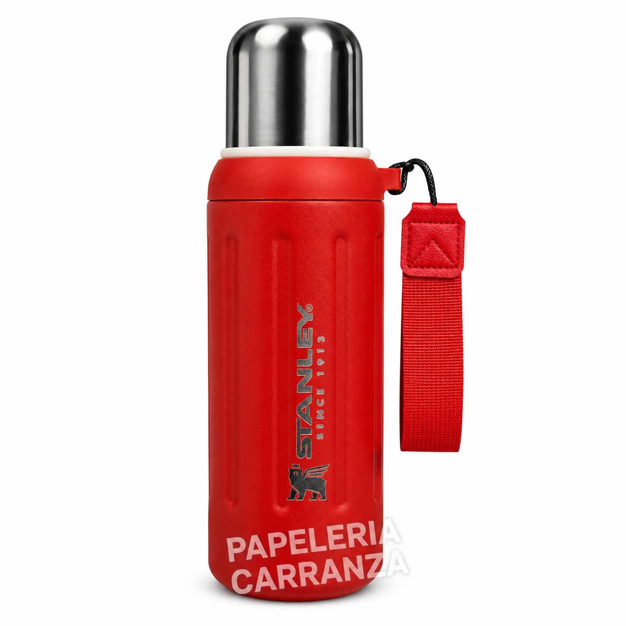 TERMO ACERO CAFE -ROJO STANLEY- 600ML ACERO INOXIDABLE