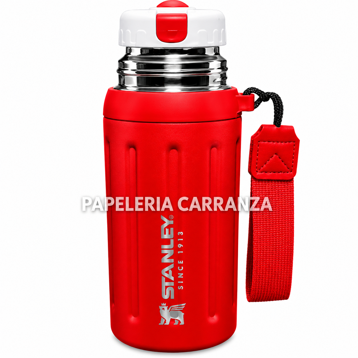 TERMO ACERO CAFE -ROJO STANLEY- 600ML ACERO INOXIDABLE