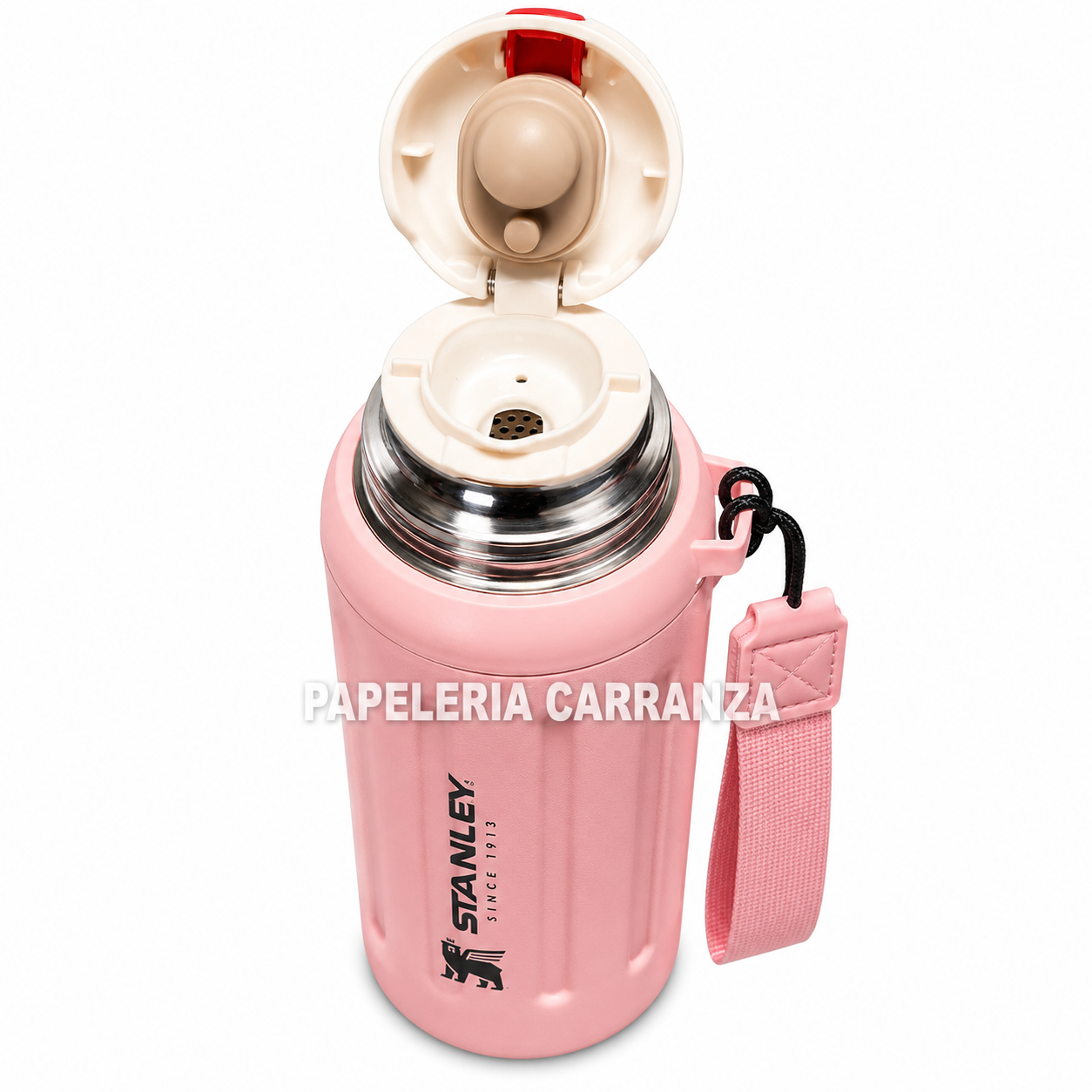 TERMO ACERO CAFE -ROSA PASTEL STANLEY- 600ML ACERO INOXIDABLE