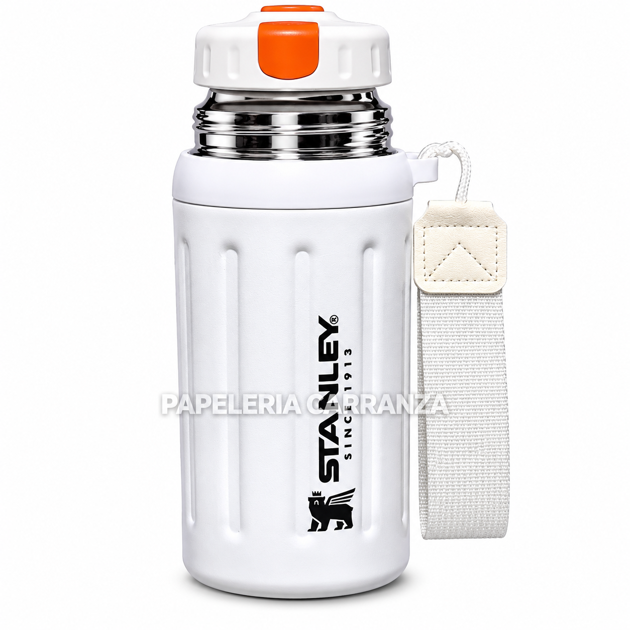 TERMO ACERO CAFE -BLANCO STANLEY- 600ML ACERO INOXIDABLE