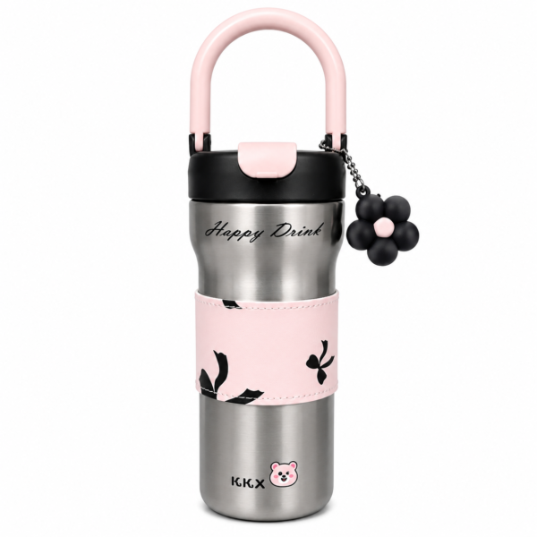 Vasos Termicos Acero Inoxidable "KAWAII 700 ML" Doble capa con Manija HERMETICOS Anti Vuelco