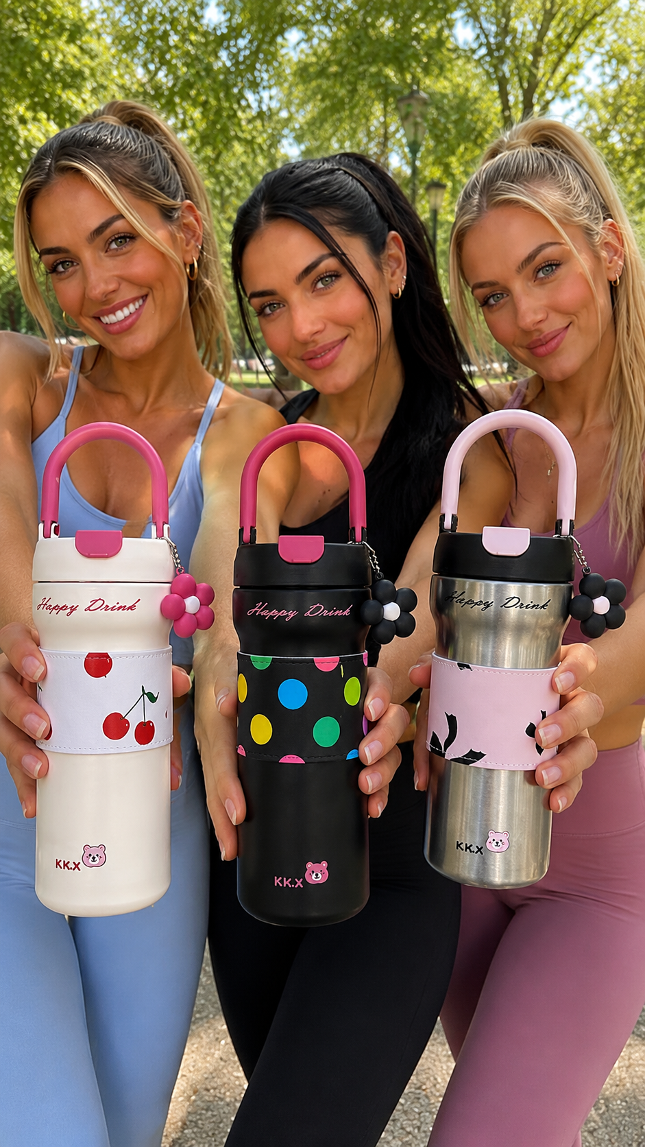 Vasos Termicos Acero Inoxidable "KAWAII 700 ML" Doble capa con Manija HERMETICOS Anti Vuelco