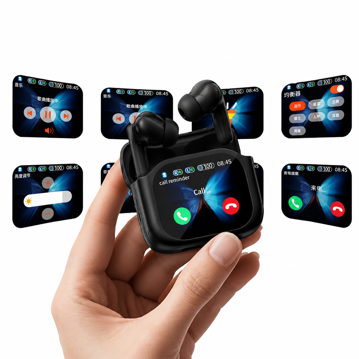 Auriculares * XAEA NOX NEGRO CON PANTALLA* ANC Y ENC PREMIUM Inalámbricos Bluetooth (Con Cancelación de ruido Optimizada)