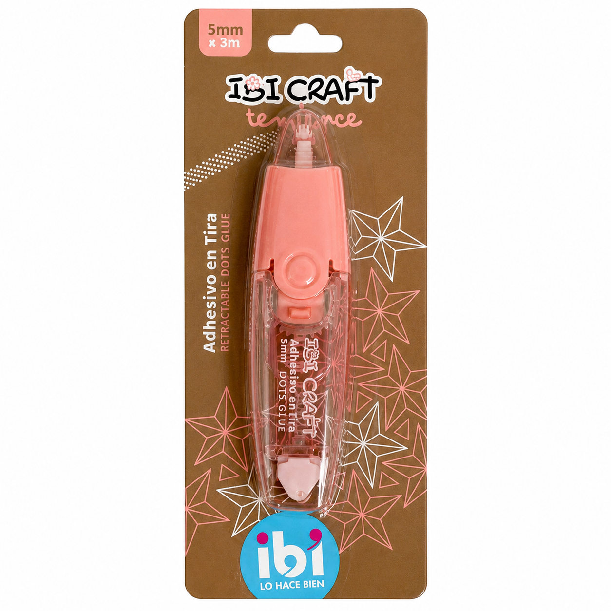 PEGAMENTO EN CINTA BIFAZ " IBI CRAFT " ADHESIVO EN TIRA 5MM X 3 METROS ROLLER