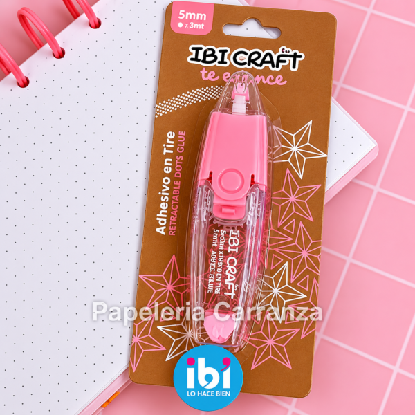 PEGAMENTO EN CINTA BIFAZ " IBI CRAFT " ADHESIVO EN TIRA 5MM X 3 METROS ROLLER