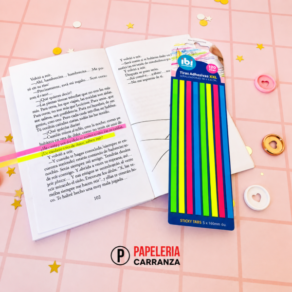 SEÑALADOR DE PAGINA ** TIRAS XXL NEÓN ** IBI x 120 TIRAS -