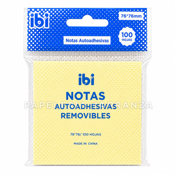 Notas Adhesivas IBI CRAFT " Amarillo Pastel " 75 x 75