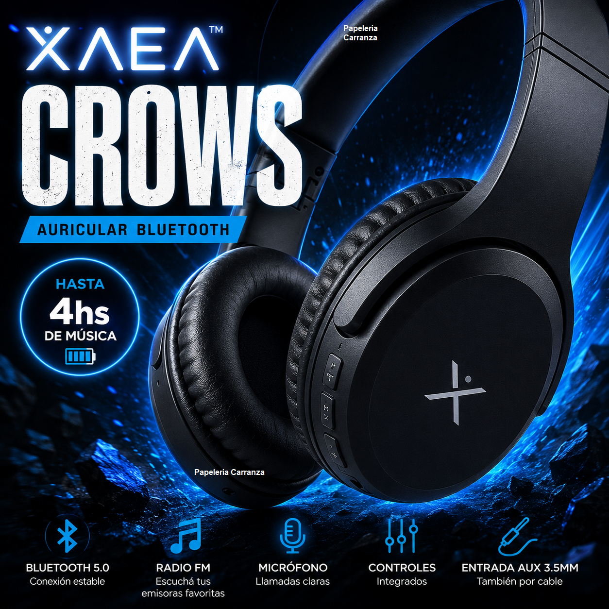 Auriculares Inalámbricos * XAEA CROWS Negro * Bluetooth