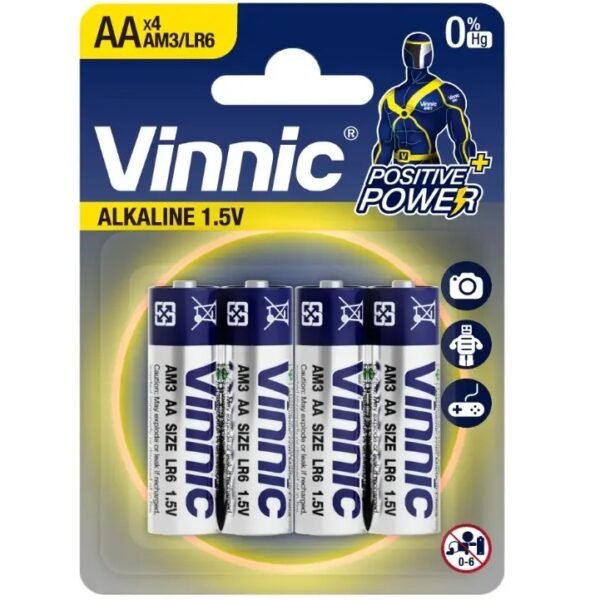 Pilas VINNIC ALCALINE "AA" Blister x 4 unidades (Ultra Alkaline)