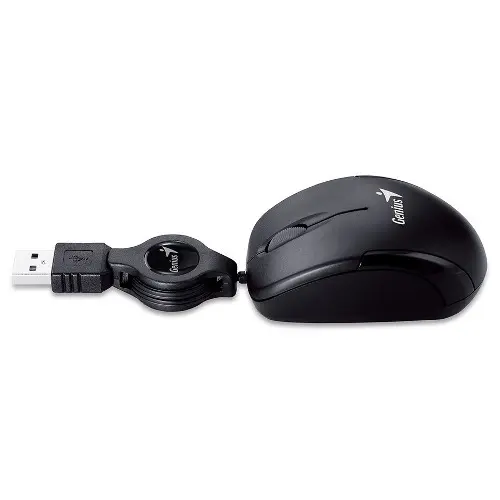Mouse Mini Retractil "GENIUS TRAVELER Negro" Ideal para Notebook / Netbook (Con Cable USB)