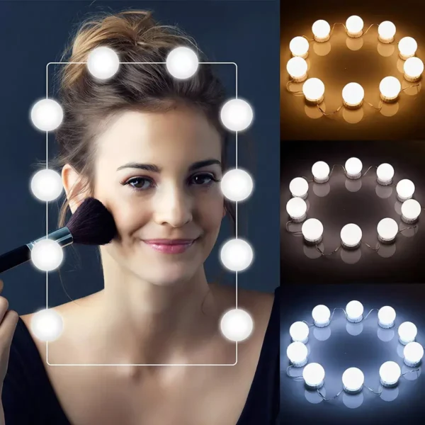 Focos Led Kit X10 Para Espejo Regulables Usb Luz 3 TONOS (Fria, Calida y Neutra)