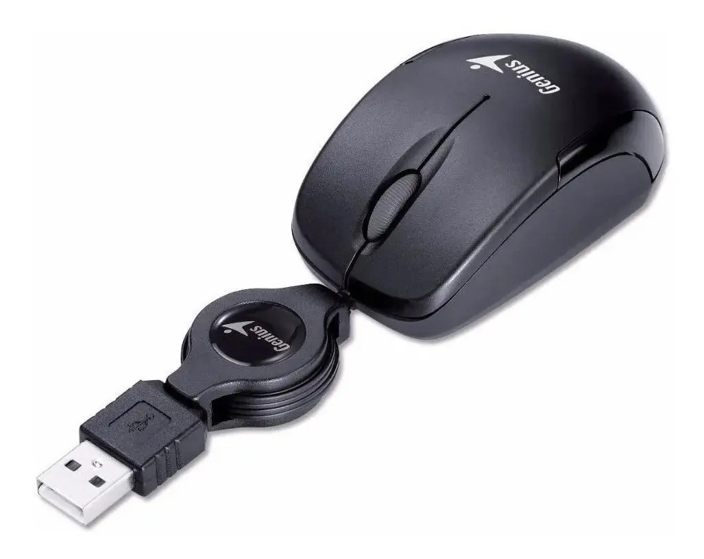 Mouse Mini Retractil "GENIUS TRAVELER Negro" Ideal para Notebook / Netbook (Con Cable USB)