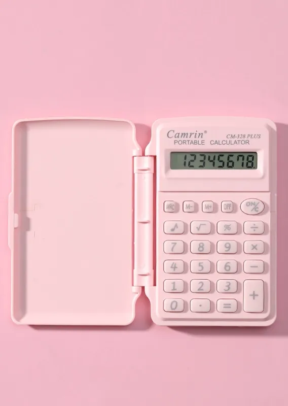 Calculadora CAMRIN ROSA PASTEL - De Bolsillo CON TAPA