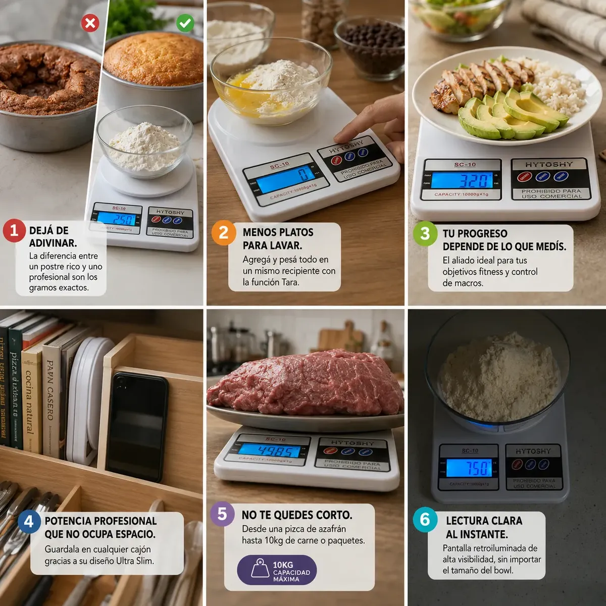 Balanza Digital de Cocina Profesional 10 Kg HYTOSHY