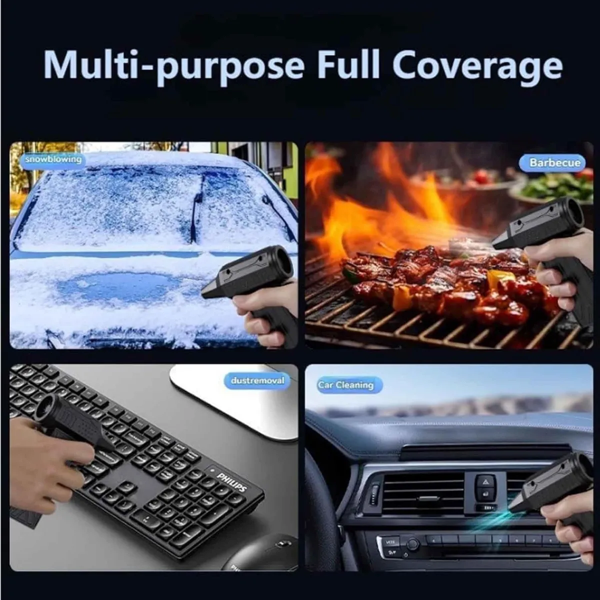 Soplador Potente Turbo Portátil  3 velocidades Recargable + Linterna - Jet Fan
