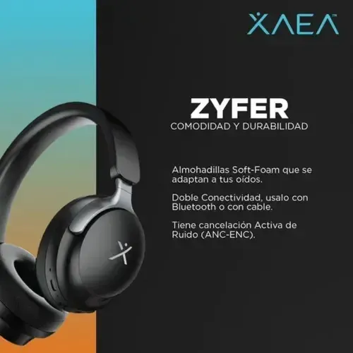 Auriculares Inalámbricos * XAEA ZYFER PRO Negro * Bluetooth (Premium) Batería XL -CALIDAD- CON CANCELACION DE RUIDOS