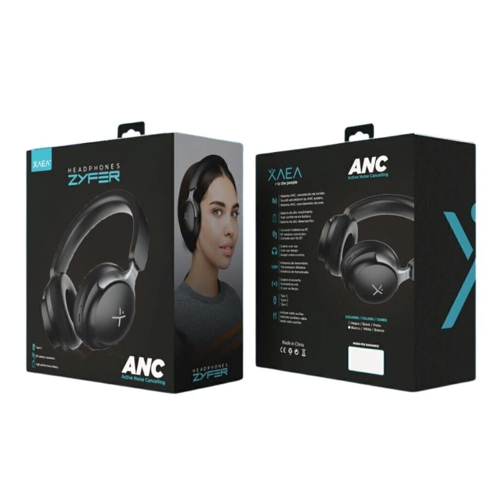 Auriculares Inalámbricos * XAEA ZYFER PRO Negro * Bluetooth (Premium) Batería XL -CALIDAD- CON CANCELACION DE RUIDOS