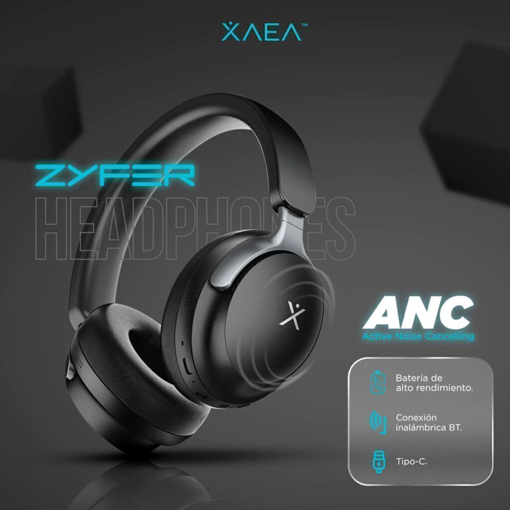 Auriculares Inalámbricos * XAEA ZYFER PRO Negro * Bluetooth (Premium) Batería XL -CALIDAD- CON CANCELACION DE RUIDOS