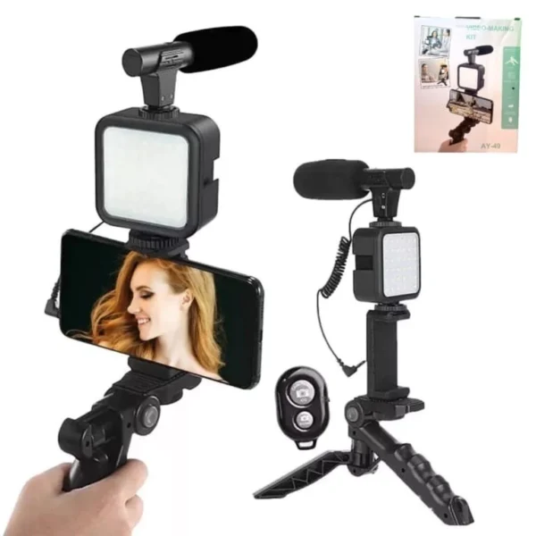 TRIPODE KIT DE VIDEO - VIDEO MARKING - STREAMING ** Tripode C/ Luz y Micr0fono ** con Boton Bluetooth - Creadores de contenido