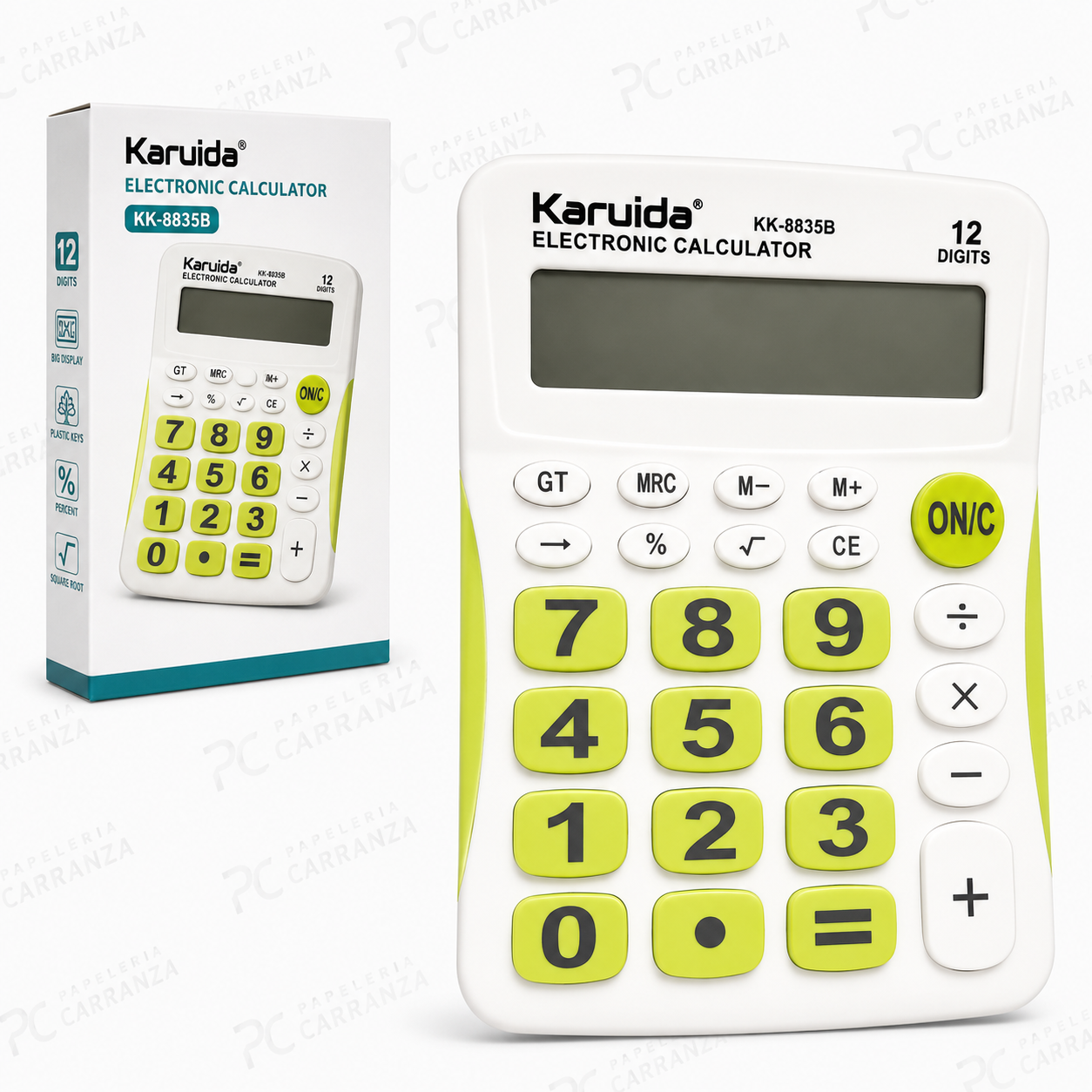 Calculadora Kariuida "Verde" KK-8835B -TAMAÑO MEDIANO (12 digitos)