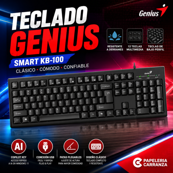 Teclado *GENIUS Tradicional KM-100 * Negro USB