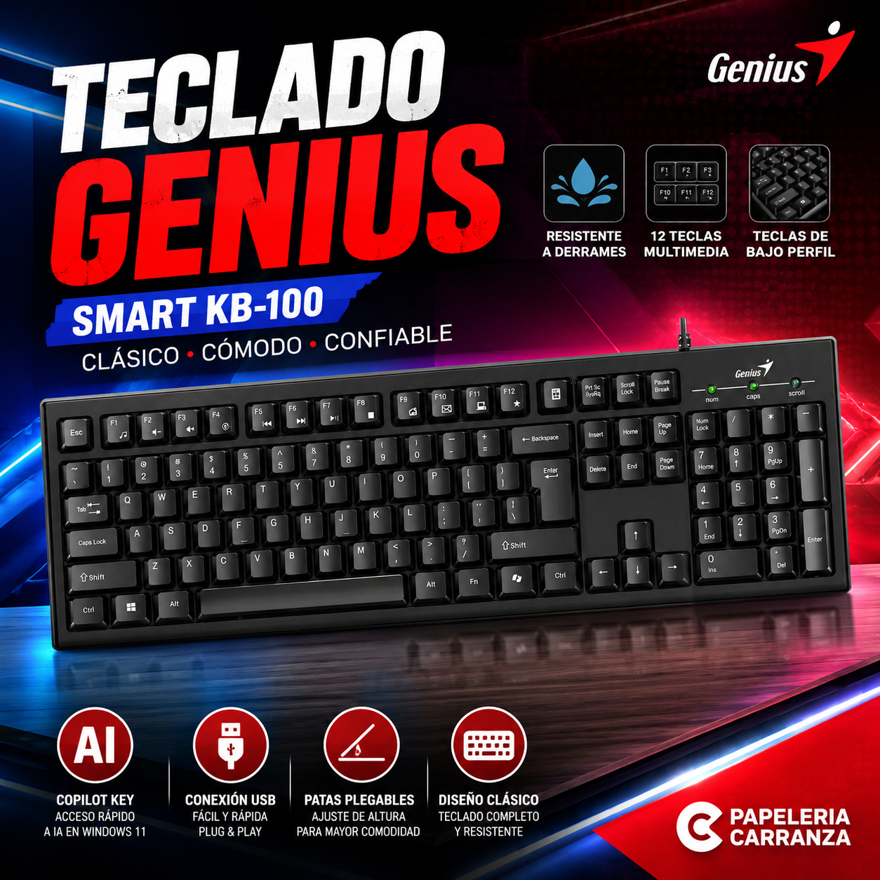 Teclado *GENIUS Tradicional KM-100 * Negro USB