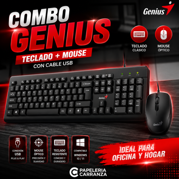 Combo GENIUS KM-160 Con Cable USB ( Teclado + Mouse )