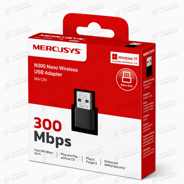 Adaptador Receptor - Wifi Usb Dual Band - MERCUSYS NANO N300 // 2 AÑOS DE GARANTIA //