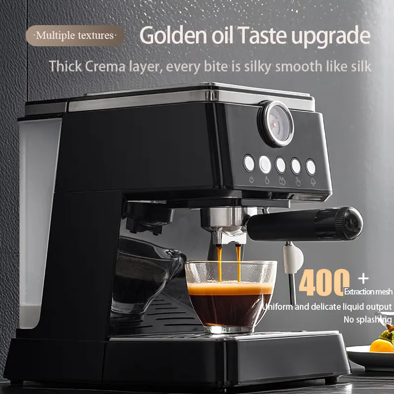 Cafetera Expresso TIME NEGRA 1.5 Litros - 20 BAR (INCLUYE ESPUMADOR DE LECHE) 1350W